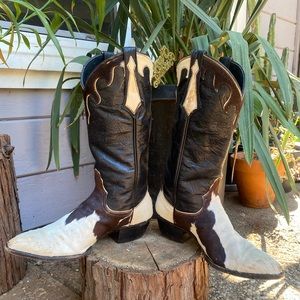 Real Cowhide Cow Leather Luxury Embossed Leather Cowgirl Boots Western Vintage